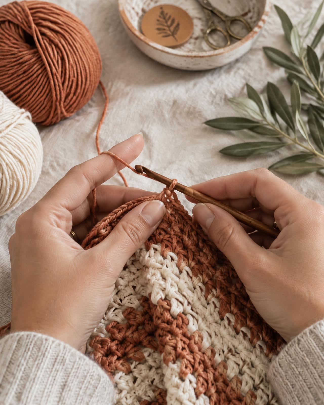 Crocheting by hand